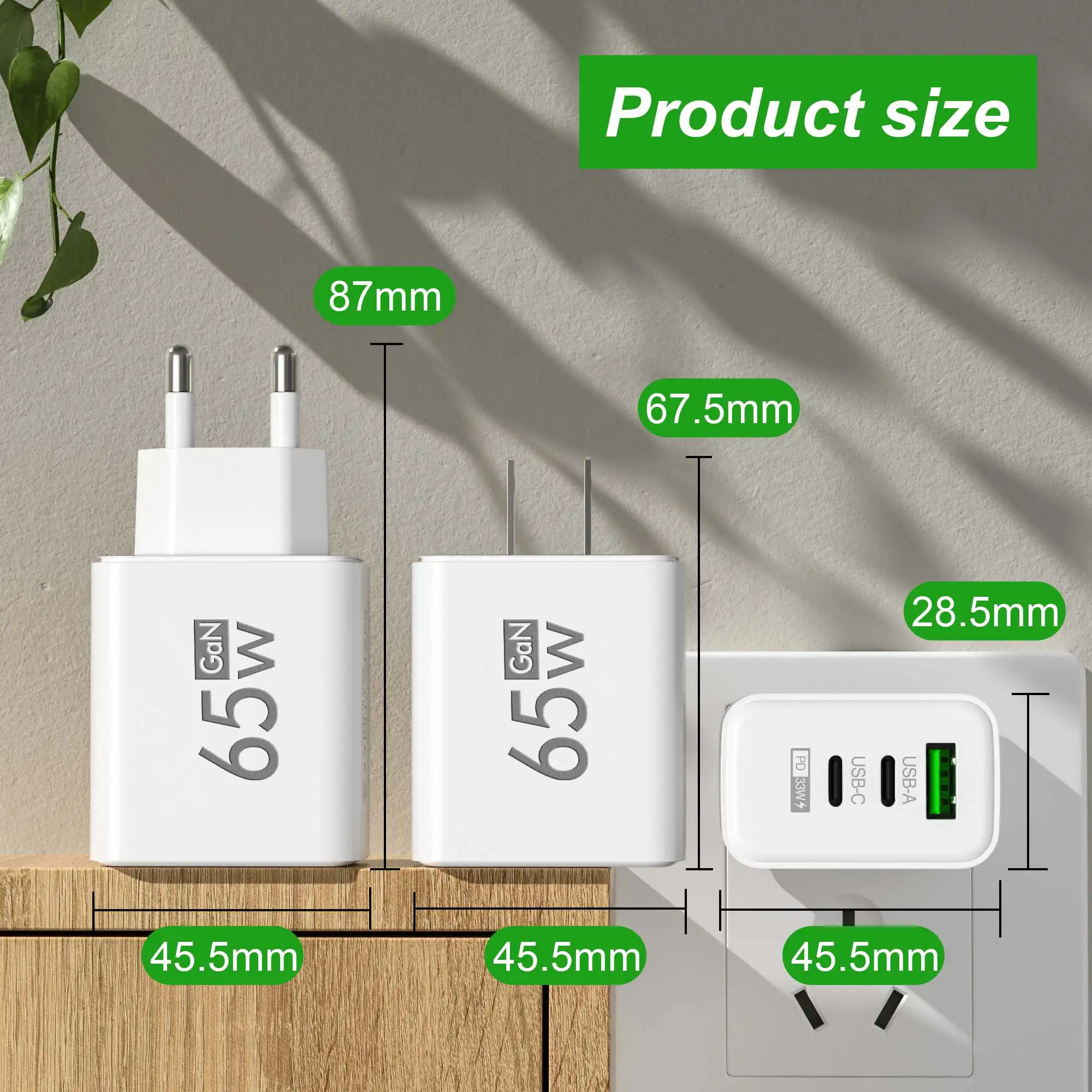Travel Accessories Iphone - Складное 3-портовое настенное зарядное устройство USB-C